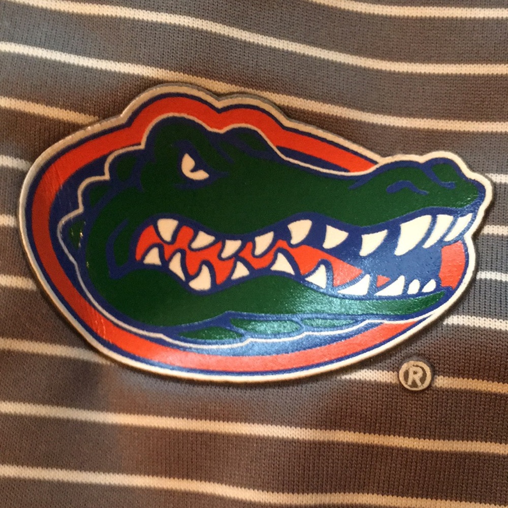 NCAA SEC Russell University of Florida UF Gators Striped Polo Shirt - Picture 2 of 3